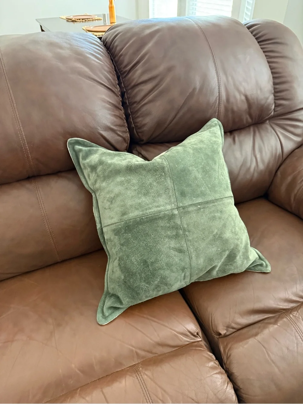 Pottery Barn Green Suede Accent Pillow Cover